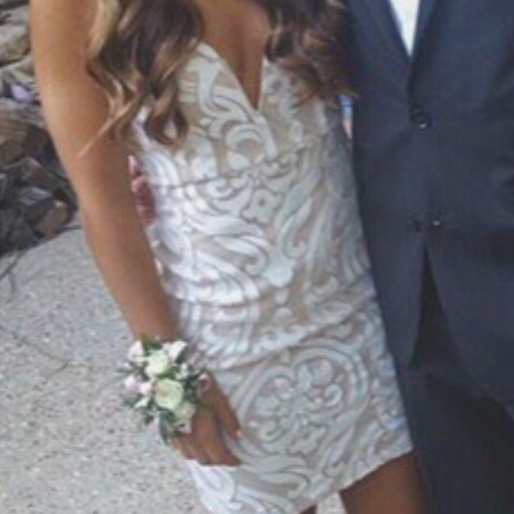 Charlotte Russe White and Tan Dress